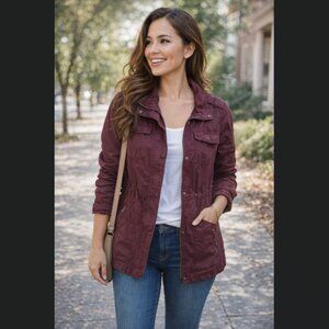 Ashley By 26 International Burgundy Utility Jacket